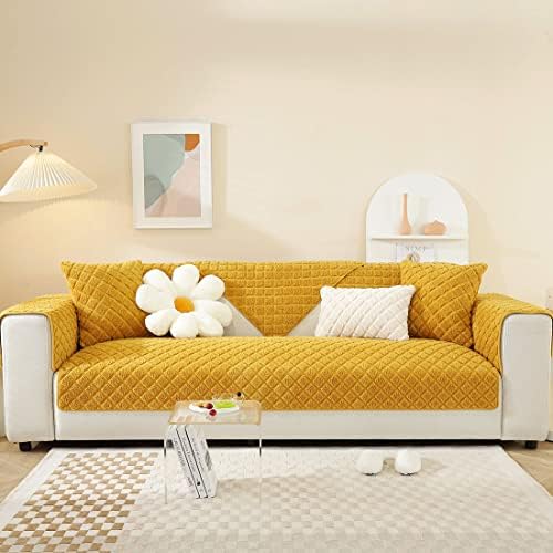 Vctops Plaid Sherpa Fleece Sofa Cover for Dogs and Kids