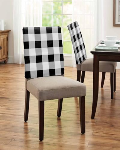 Black White Buffalo Check Dining Chair Covers Set of 4