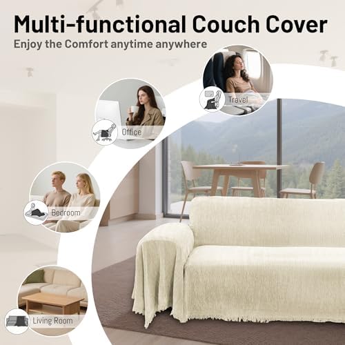 100 Waterproof L Shape Sectional Sofa Cover with Tassels