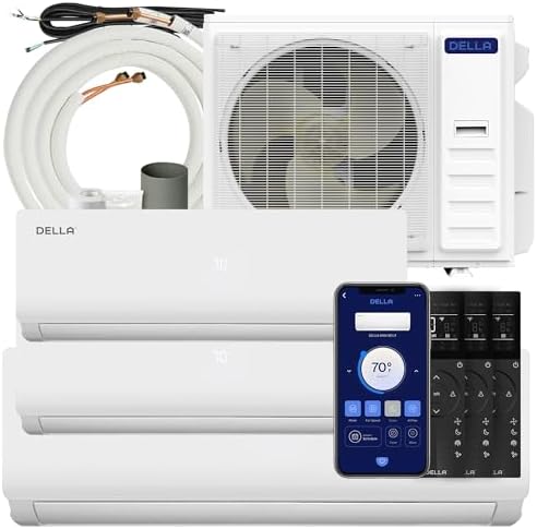 Della 3 Zone Mini Split AC 35000 BTU 19 SEER2