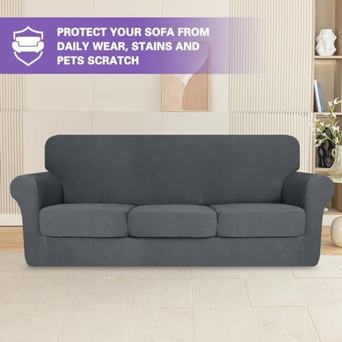 ZNSAYOTX 4 Piece Striped Sofa Covers Set 1
