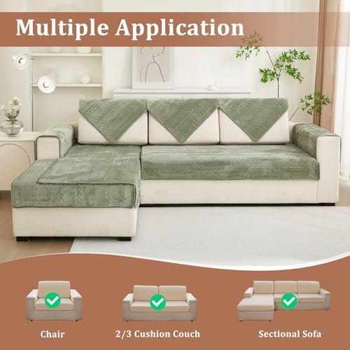 TEWENE Velvet Sofa Covers for Dogs Sage Green 36x36 Inch