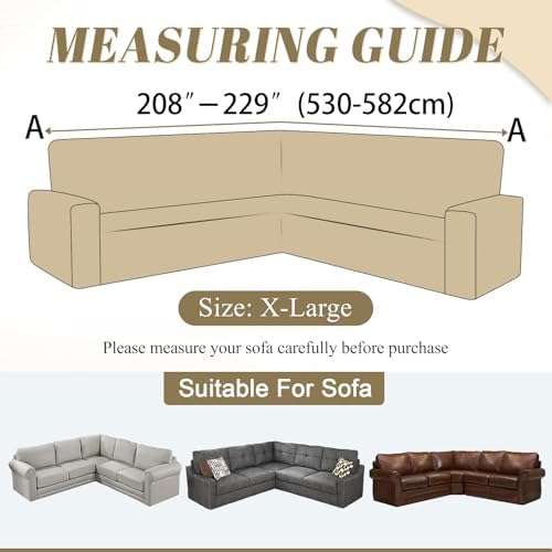 ALIECOM Extra Soft L Shaped Sectional Sofa Cover with Non Slip Foam