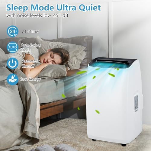 MilleLoom 14000 BTU Portable AC Unit with Heat and Dehumidifier