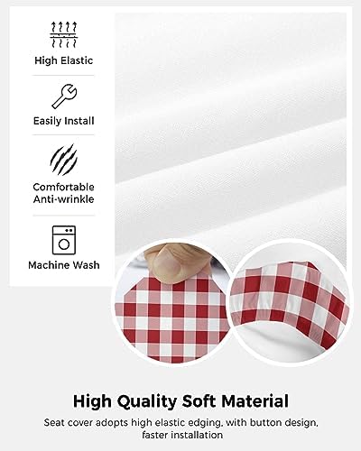 ALAGEO 2 Piece Red White Plaid Office Chair Cover