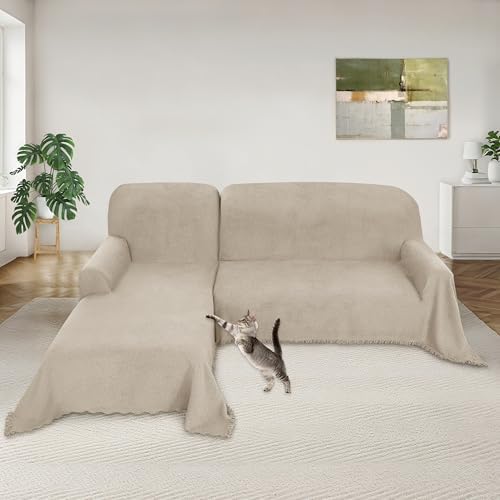Arfntevss L-Shaped Sectional Couch Covers 2-Piece Khaki X-Large