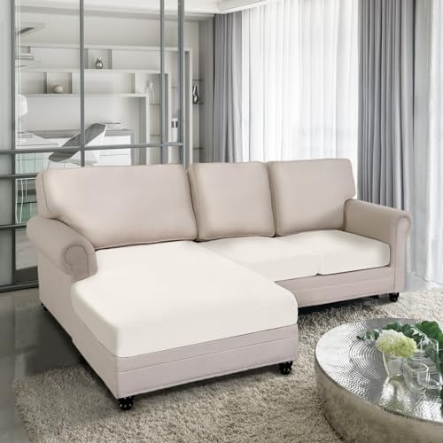 Velvet Sectional Couch Covers 3 Piece Set Ivory