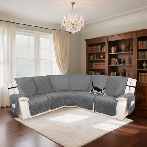 Waterproof Velvet Recliner Sectional Couch Cover - Dark Gray