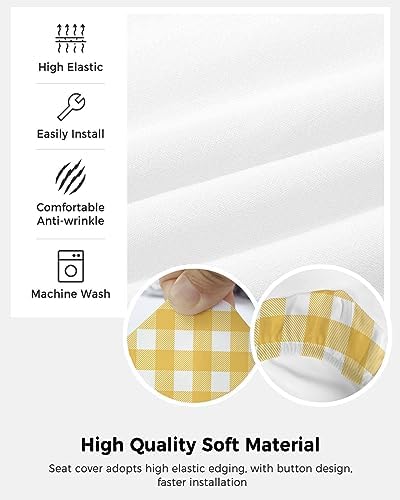 ALAGEO Yellow Buffalo Check Plaid Chair Cover 2 Piece Universal Rotating