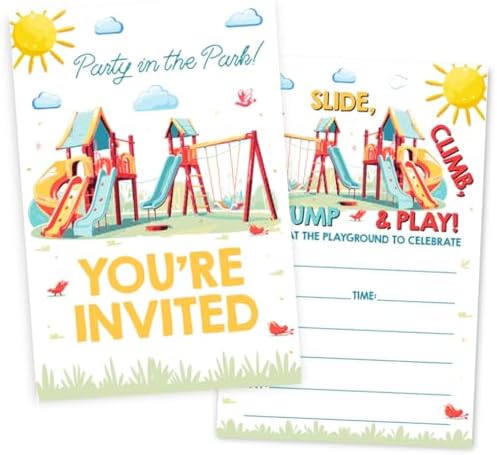Park Theme Birthday Invitations with Envelopes