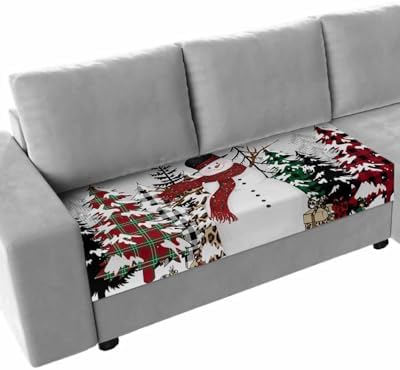 Grey Christmas Snowman Sofa Cushion Covers for L T Shape Sofas