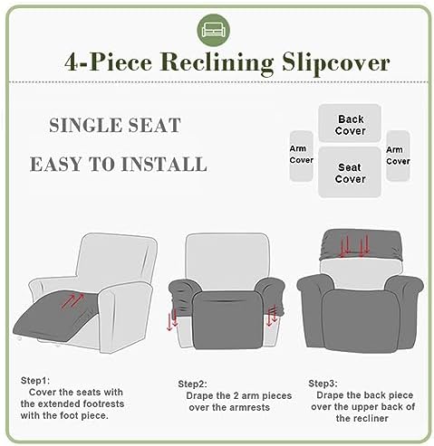 vctops 4 Piece Geometric Plaid Recliner Slipcover Set