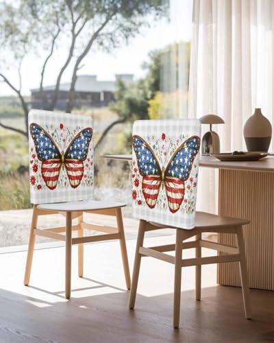 Patriotic USA Dining Chair Back Covers Set of 4