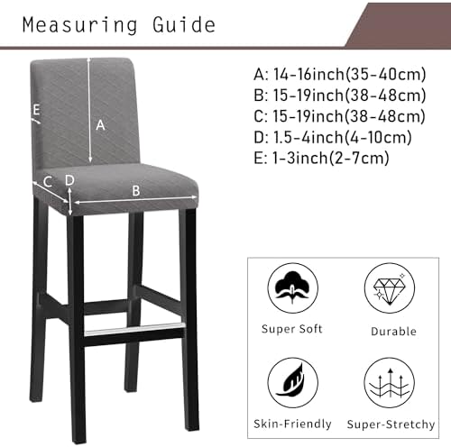 KELUINA Bar Stool Covers Set of 4 Light Grey