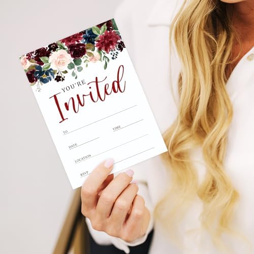 Whaline 25 Piece Watercolor Flower Invitation Set