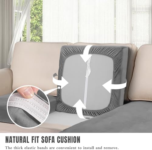 Velvet Sectional Couch Covers 4 Piece Set for L Shape Sofa