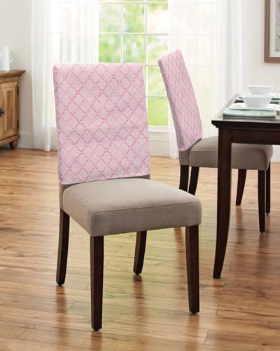 DecorLovee Pink Rhombus Chair Back Covers 4 Pack
