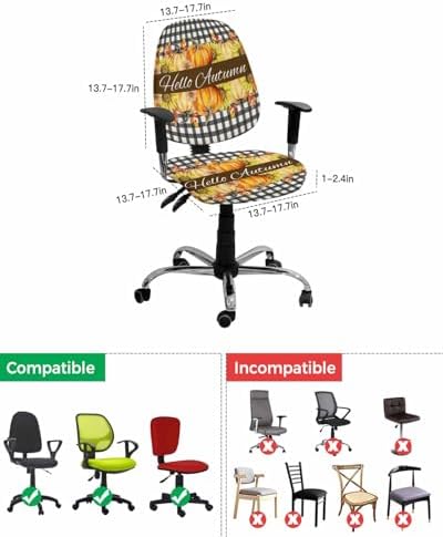 Habtucy Fall Yellow Orange Pumpkins Office Chair Cover 2 Piece