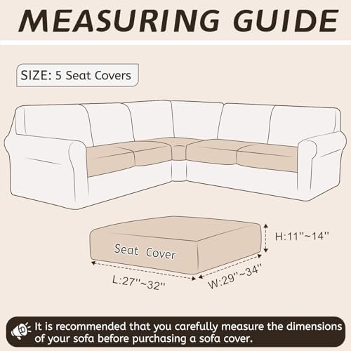 Arfntevss Velvet Sectional Couch Covers 5 Piece Set Light Gray