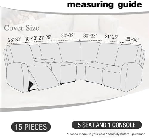 ALIECOM Waterproof Recliner Sectional Sofa Cover L Shape 5 Seat Black