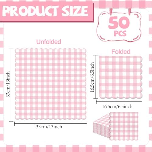 50Pcs Pink Scalloped Napkins for Parties