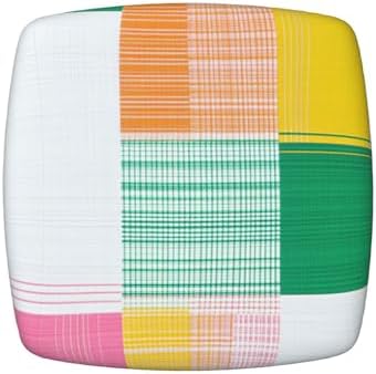 GTEVUTS 6 Piece Bright Summer Plaid Seat Covers for Square Chairs