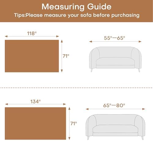 Foreate Chenille Sofa Cover 71 x 134 Caramel Herringbone