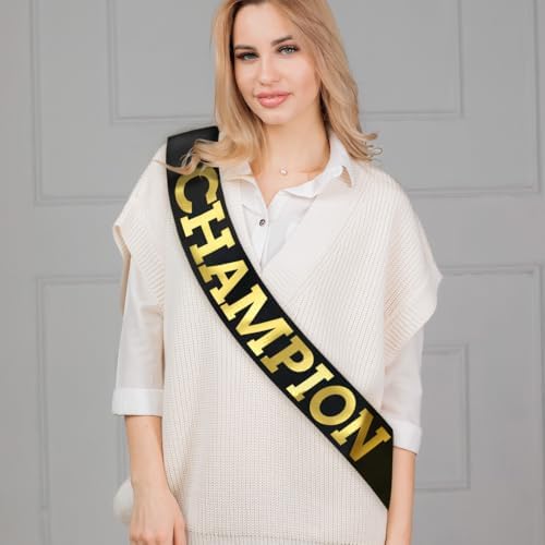CHAMPION Black Gold Sash for Parties and Contests