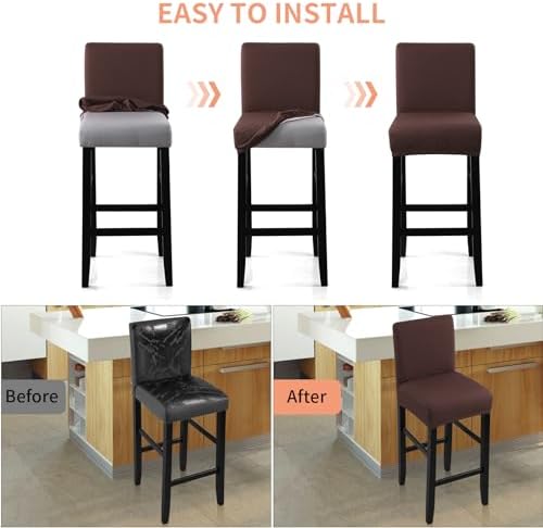 Fuloon Waterproof Bar Stool Covers 4 PCS Chocolate