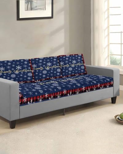 Navy Blue Snowflake Christmas Sofa Cushion Covers