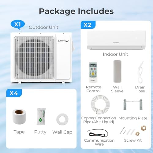COSTWAY 18k Dual Zone Mini Split AC with Wifi