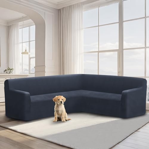 ALIECOM Velvet L-Shaped Sofa Cover with Slip-Proof Design