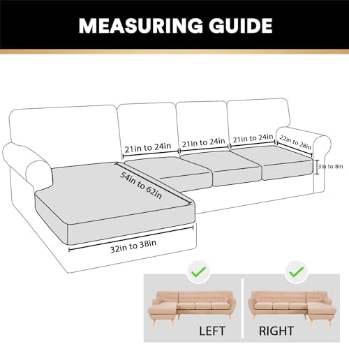 PrinceDeco Velvet Sectional Couch Covers 4 Piece Set Grey