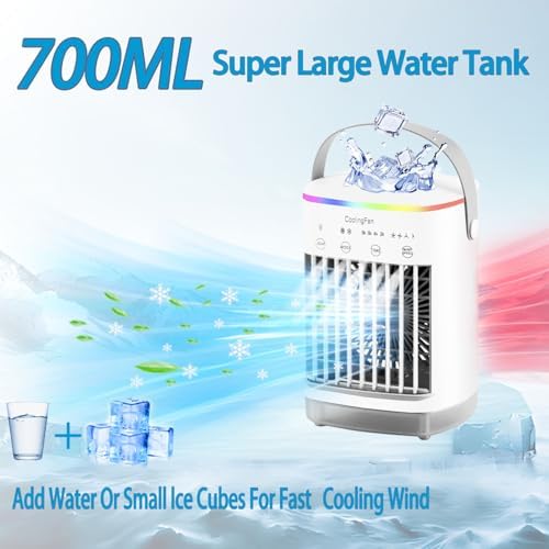 Portable Air Conditioner with 4-Speed Wind and 700ml Water Tank