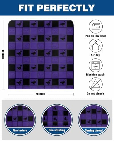 Halloween Chair Covers Set of 4 Purple Black Plaid 1