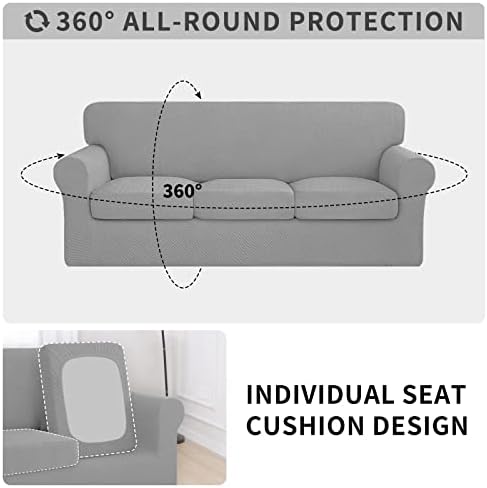 ISSUNTEX 4-Piece High Stretch Jacquard Sofa Slipcover Set