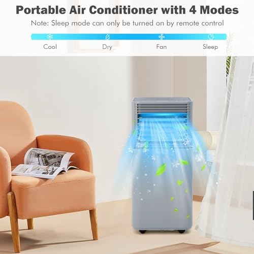 DORTALA 8000 BTU Portable Air Conditioner with Dehumidifier and Remote Control Grey