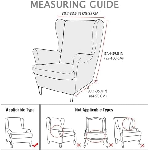 Chickwin Stretch Wingback Chair Slipcover Black Plaid Modern Design