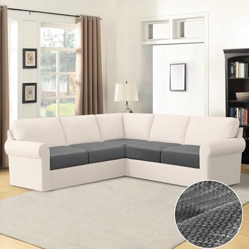 Arfntevss Velvet Sectional Couch Covers 5 Piece Set Light Gray