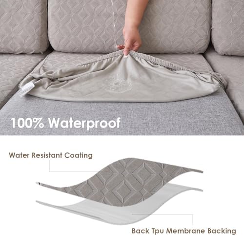 Genina Waterproof Stretch Sofa Cushion Covers with Elastic Bottom for Backrest