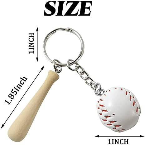 15PCS Mini Baseball Keychain with Wooden Bat