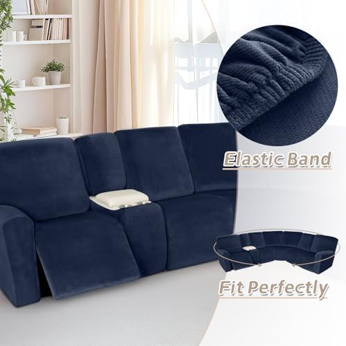Arfntevss Velvet Sectional Recliner Slipcover Set