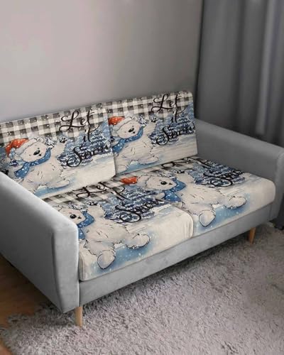 Blue Bear Christmas Sofa Cushion Covers for L T Shape Sofa
