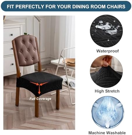 Removable Washable Dining Chair Seat Covers Set of 4