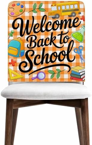 Dining Chair Cover Set of 6 Removable Orange Plaid