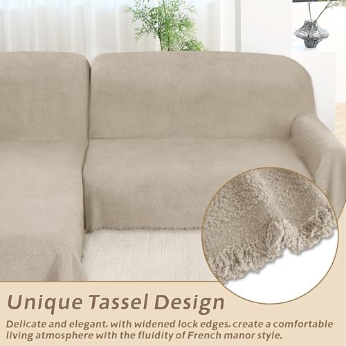 Arfntevss L-Shaped Sectional Couch Covers 2-Piece Khaki X-Large
