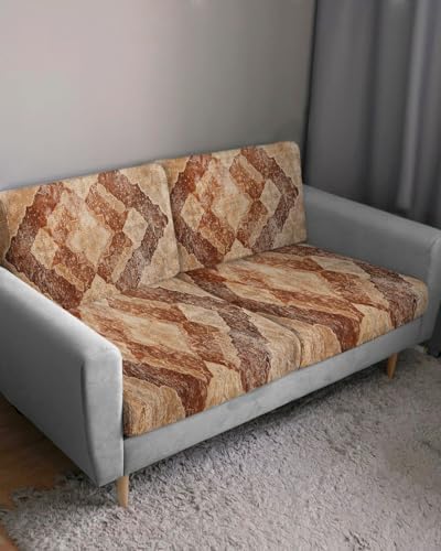 Falaniique Brown Abstract Stretch Sofa Slipcover Covers