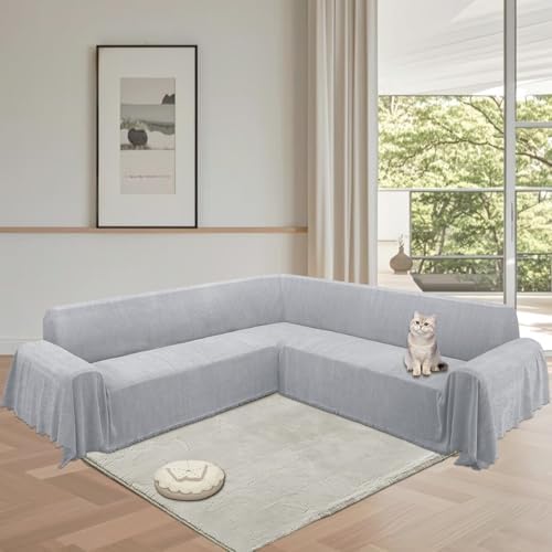 ALIECOM L Shape Sofa Cover with Tassels