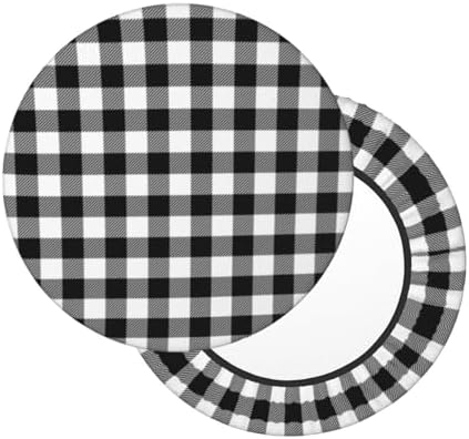 White Black Buffalo Plaid Gingham Stool Cover 12 Inch Velvet Cushion