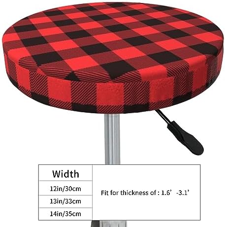 Pevtufa Red Black Plaid Bar Stool Cover Round Cushion